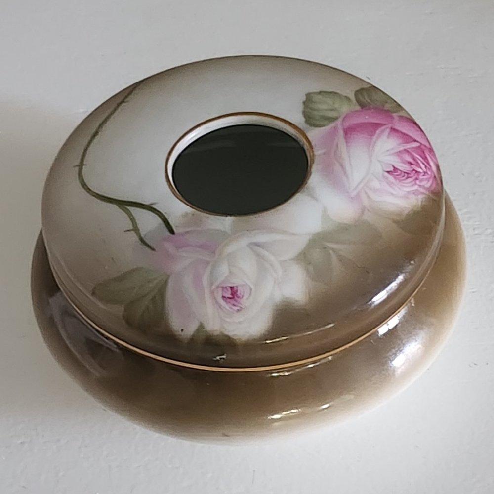 Antique Z. S. & Company Bavaria Hair Receiver Porcelain Germany Pink Roses